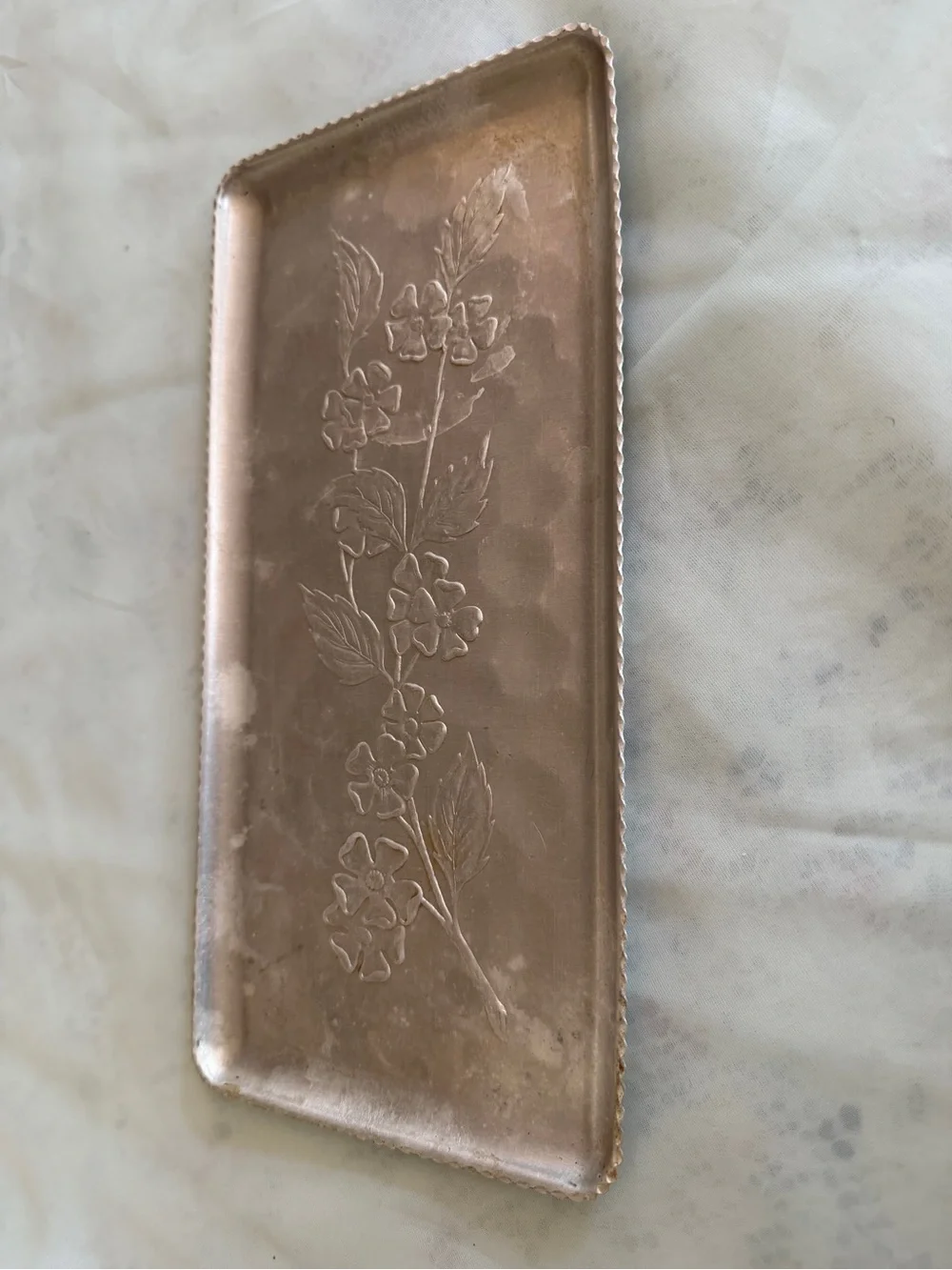 Vintage Hammered Aluminum Serving Tray